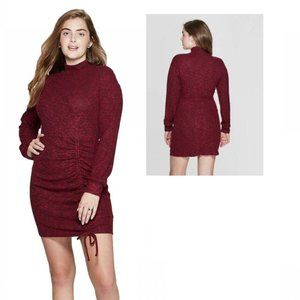 NWT Xhilaration Long Sleeve Sweater Dress w/ Cinch Side Red Large